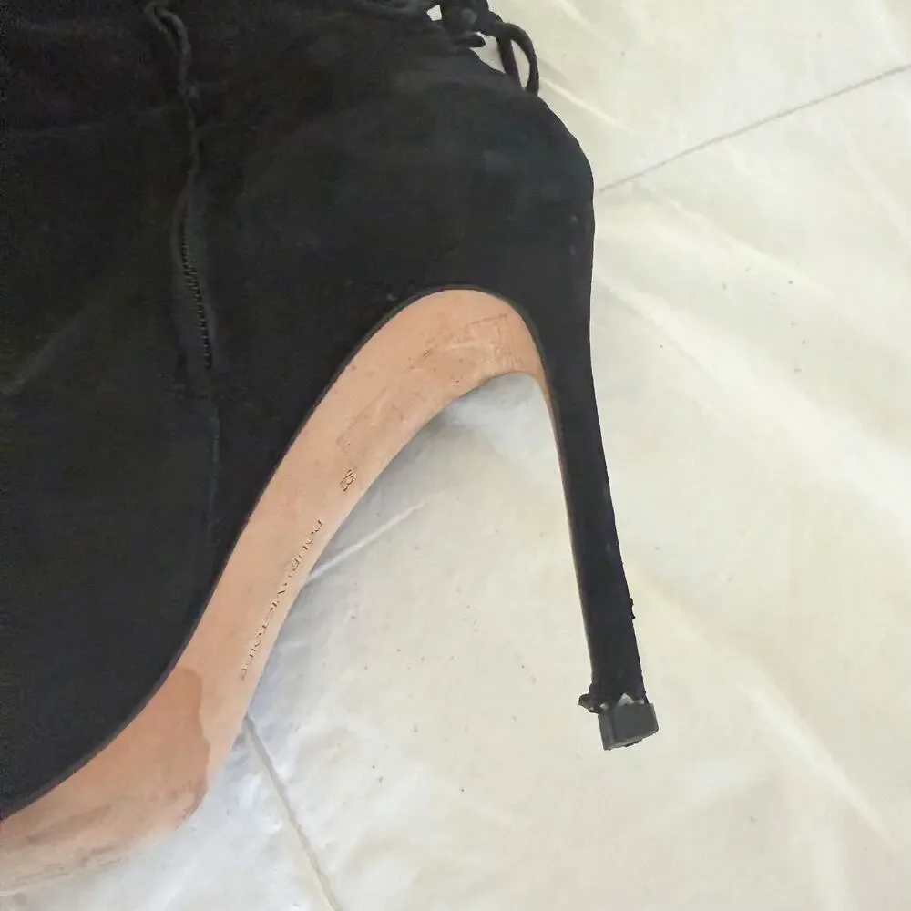 Pour La Victoire Caterina Black Suede Over The Knee Stiletto Boots 8.5